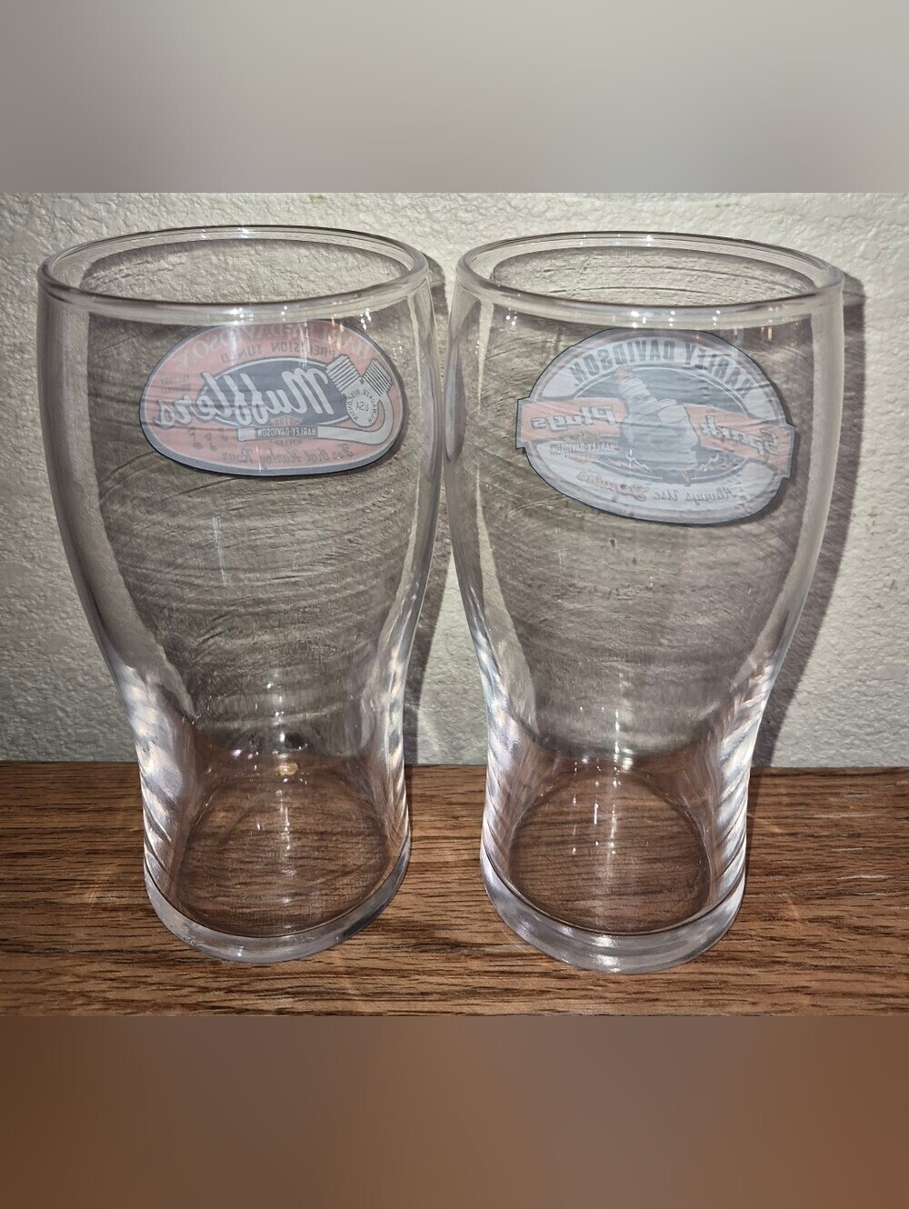 2 Harley-Davidson Beer Glasses 14oz Mufflers Logo - Picture 2 of 4